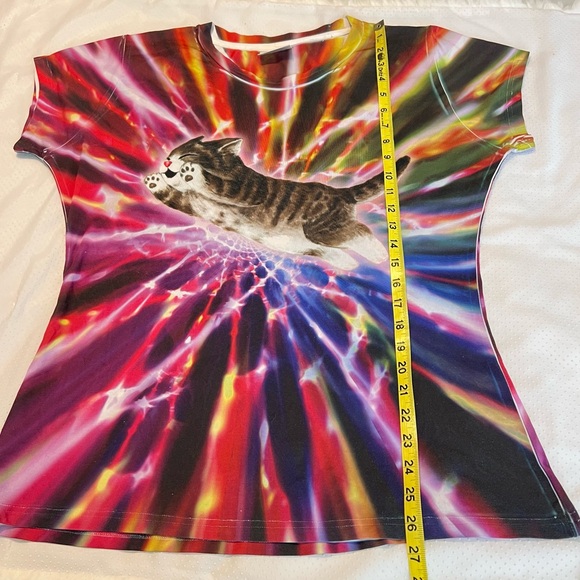 Animal rescue Flying Cat Kitty Portal Galaxy Colorful T Shirt Women’s Size XL - Picture 6 of 6